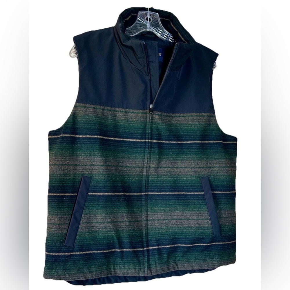 Pendleton Men's Wool/Polyester Vest Full-Zip, Lined, Striped, Size Medium, EUC